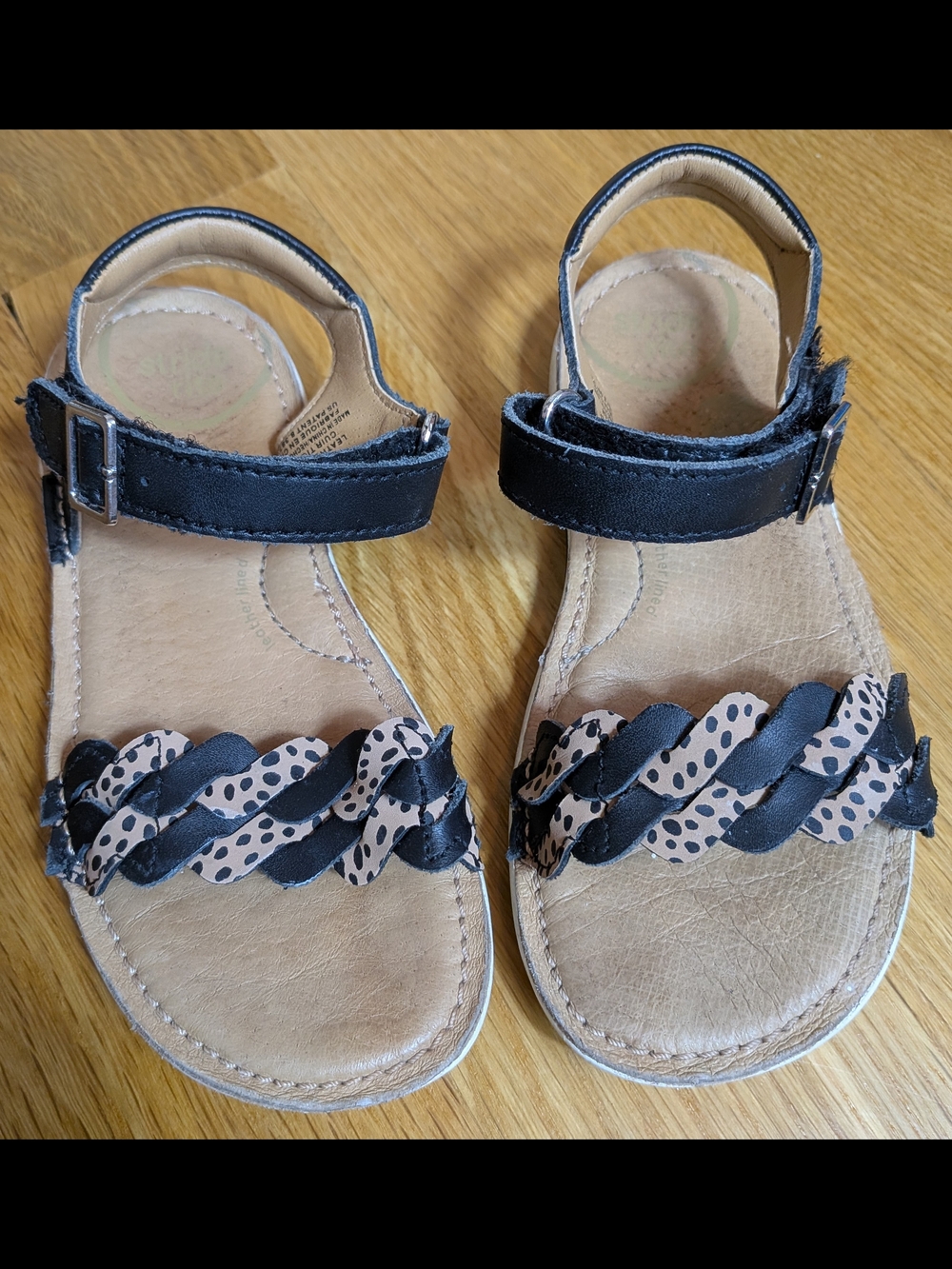 Stride Rite Black and Tan Braided Strap Kids Sandals
